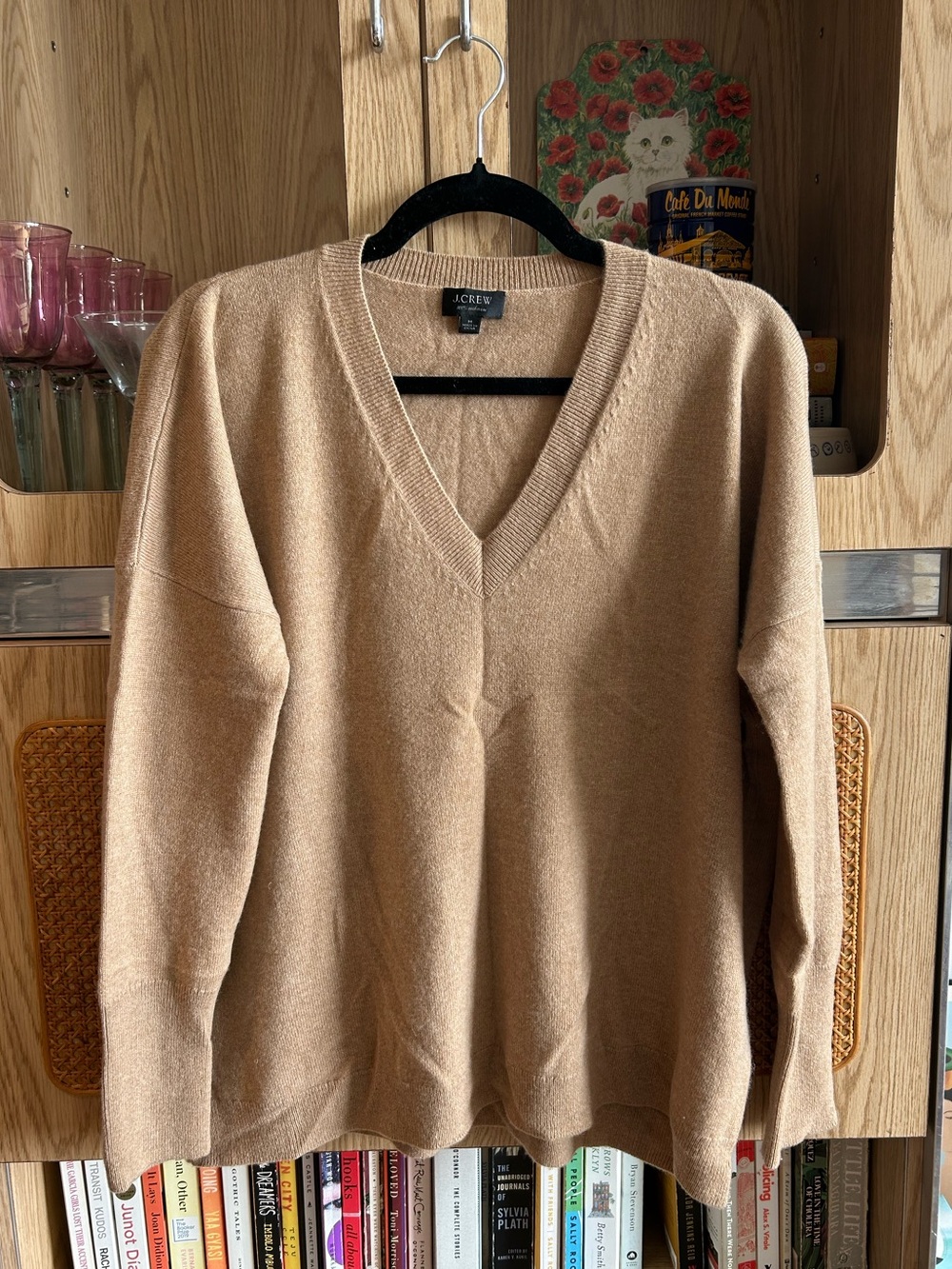 J. Crew Camel V-Neck Sweateri 100% Cashmere